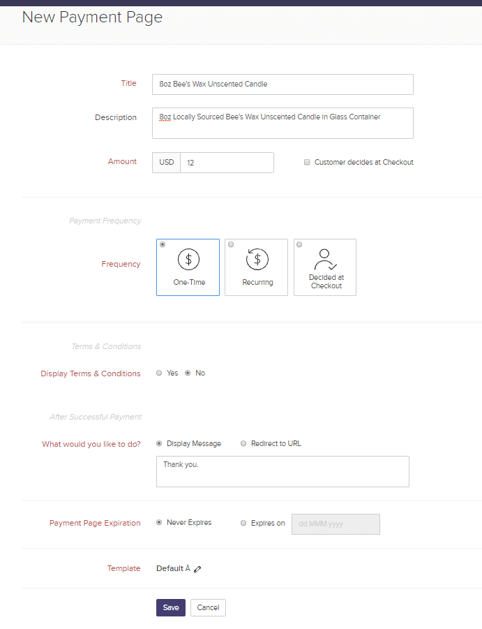 Zoho Checkout Payment Setup Page