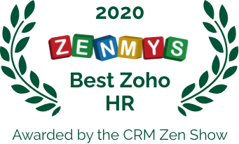 Best zoho human resources was awarded to zoho people on the 2020 zenmys by the crm zen show