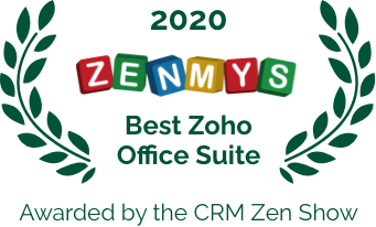 Best zoho office suite was awarded to zoho workdrive on the 2020 zenmys by the crm zen show