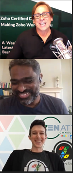 Image of Brett, Raju & Tyler as seen from top to bottom laughing