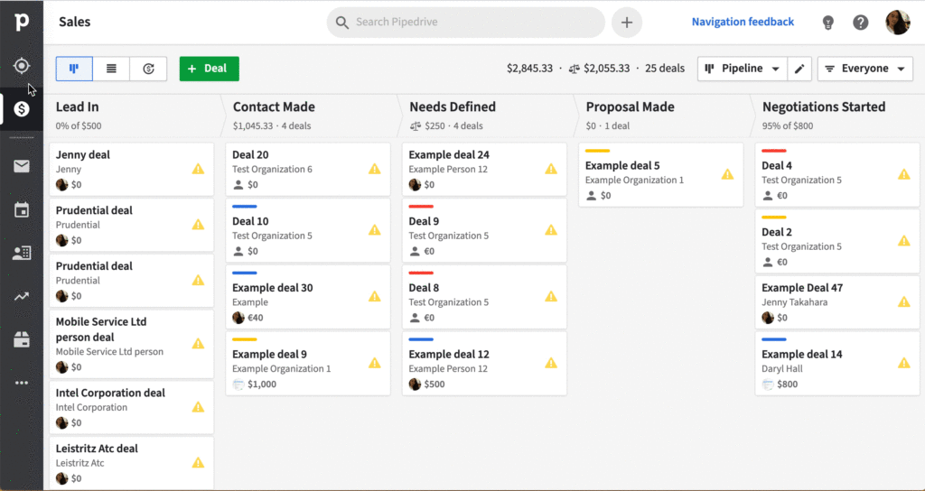 Pipedrive Sales Screen