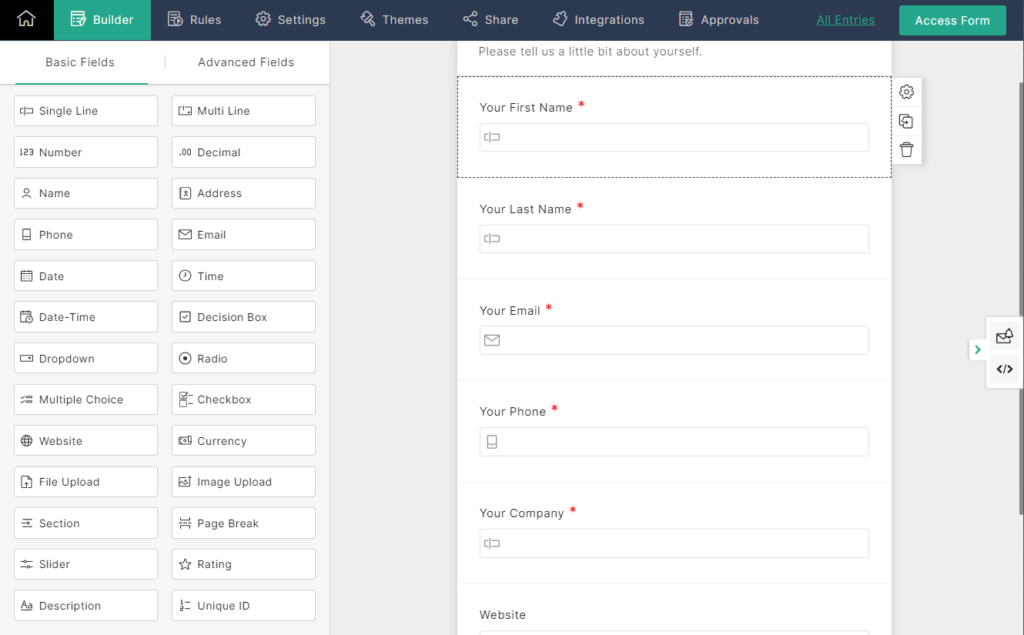 Zoho Forms Builder To Capture Leads