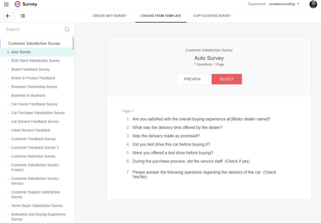 Zoho Survey Templates