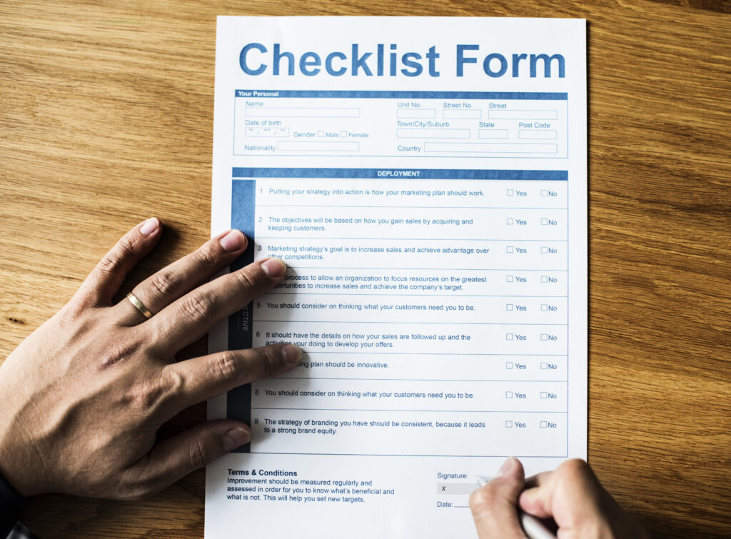 Checklist form.