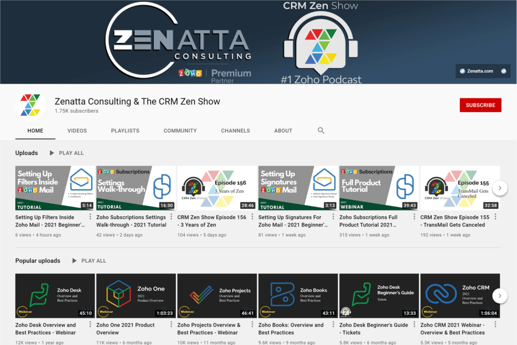 Zenatta's YouTube channel screen shot.