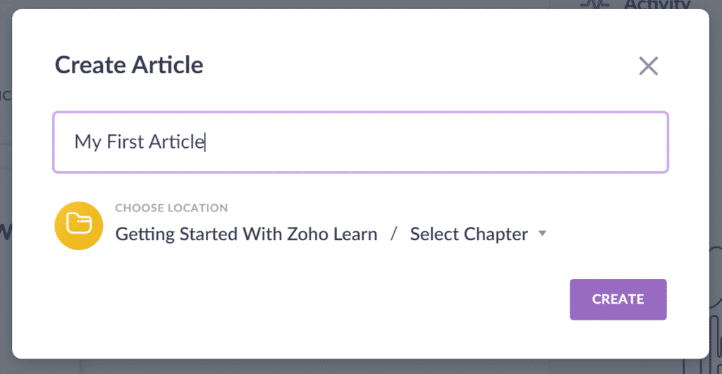 Create an Article Zoho Learn