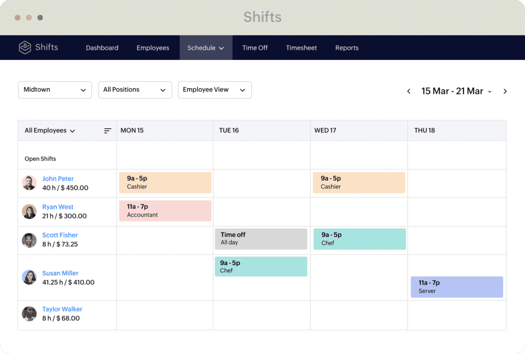 Zoho Shifts Scheduler