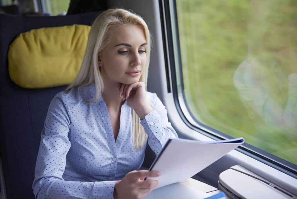 Woman working on train
