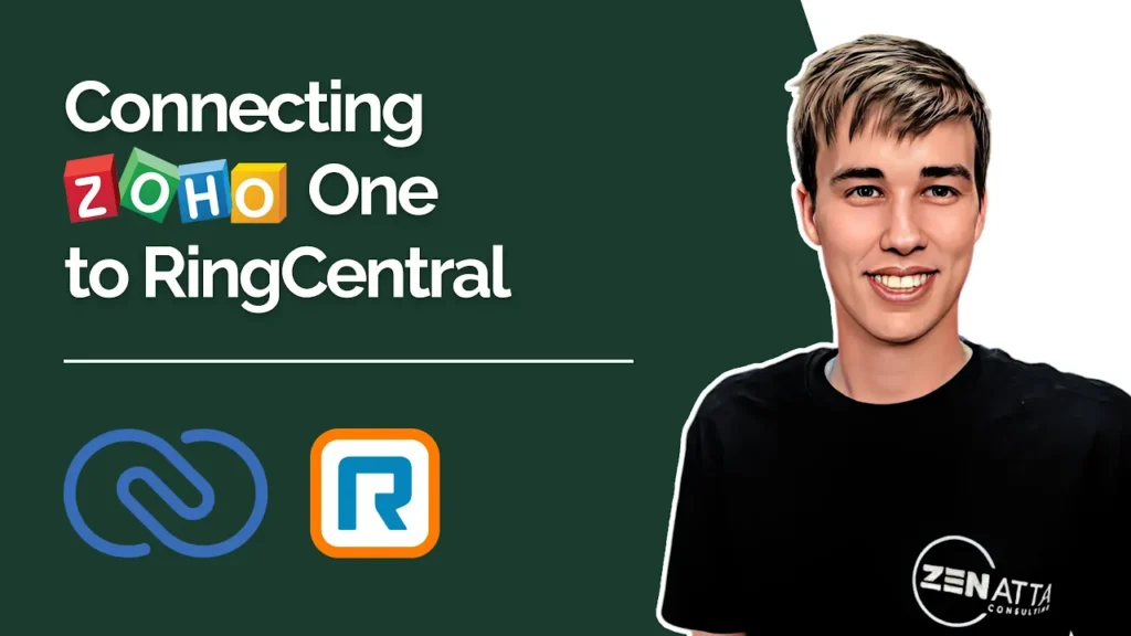 YouTube Thumbnail with cartoon picture of Jordan and the title Connecting Zoho One to RingCentral