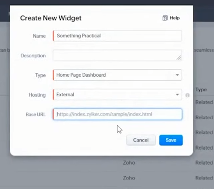 Sheet view components to Zoho CRM Widget screenshot