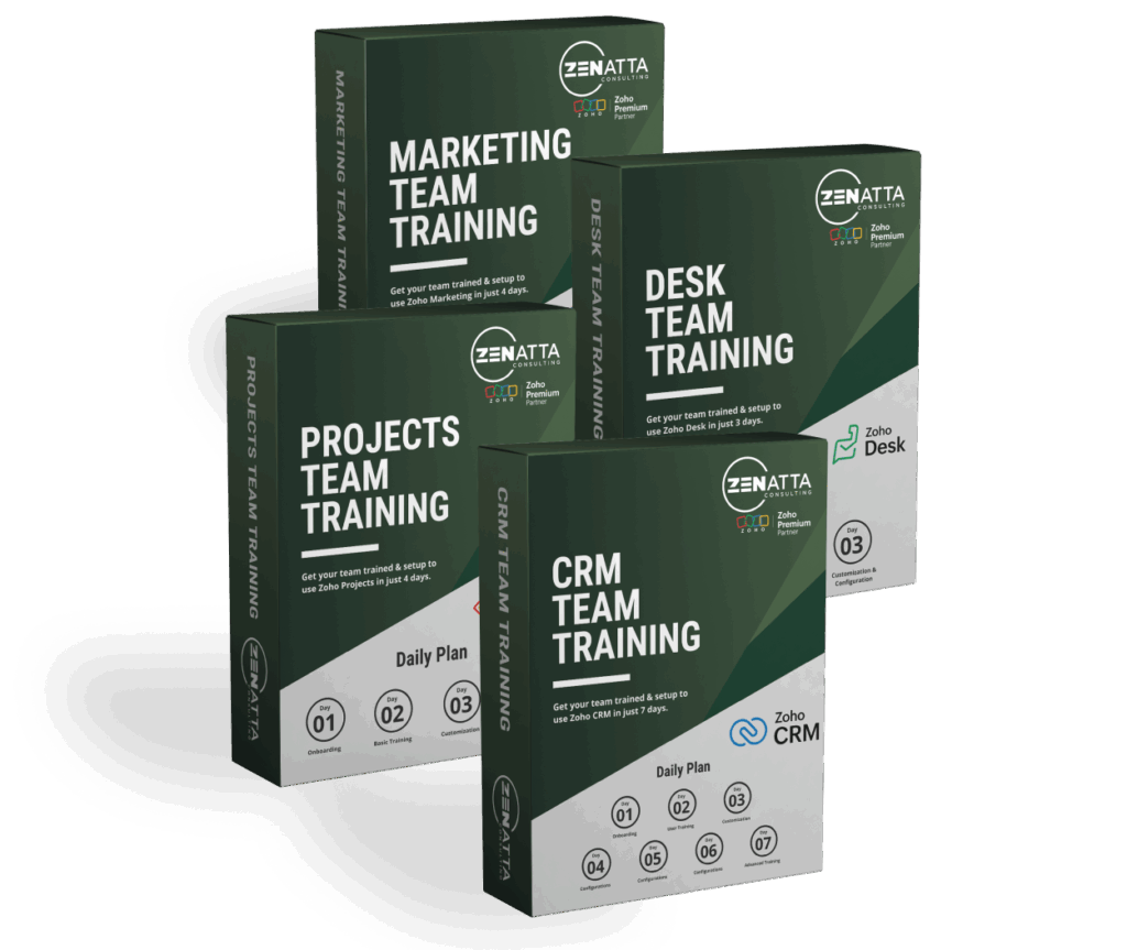 Train Your Team with Our Zoho Marketing Automation Team Training Course - Zenatta Consulting - Team Training 4boxes Zoho Training - - - Team Training 4Boxes - Zoho Training