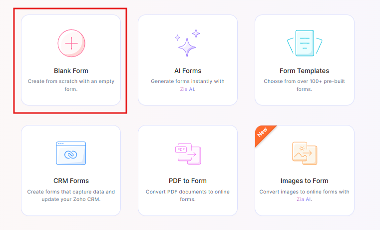 Zoho Forms builder choices