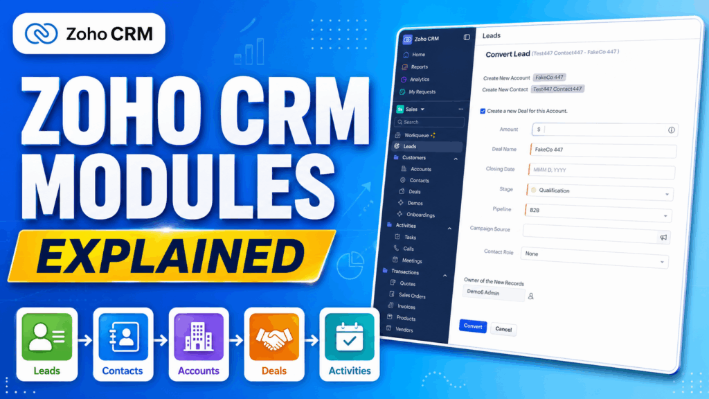 Zoho CRM Core Modules Explained: Leads, Contacts, Accounts, Deals, and Activities - Uncategorized -  - CRMModulesv1